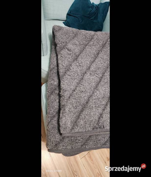 Koc wełniany lama alpaka silver pasy 140x200 sprzedam