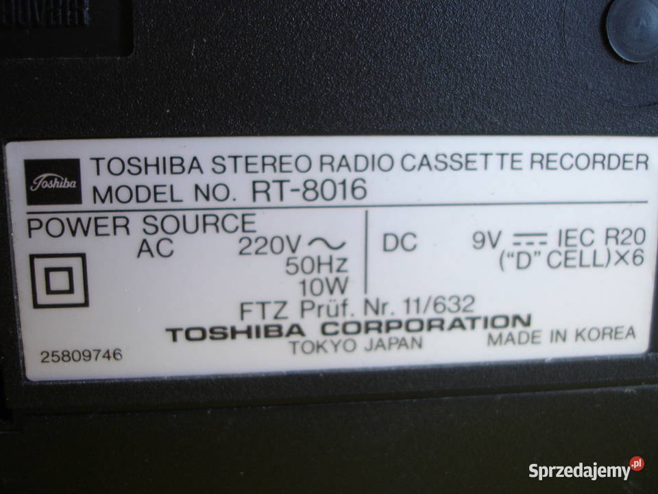 Radiomagnetofon TOSHIBA RT8016 Zielona Góra sprzedam