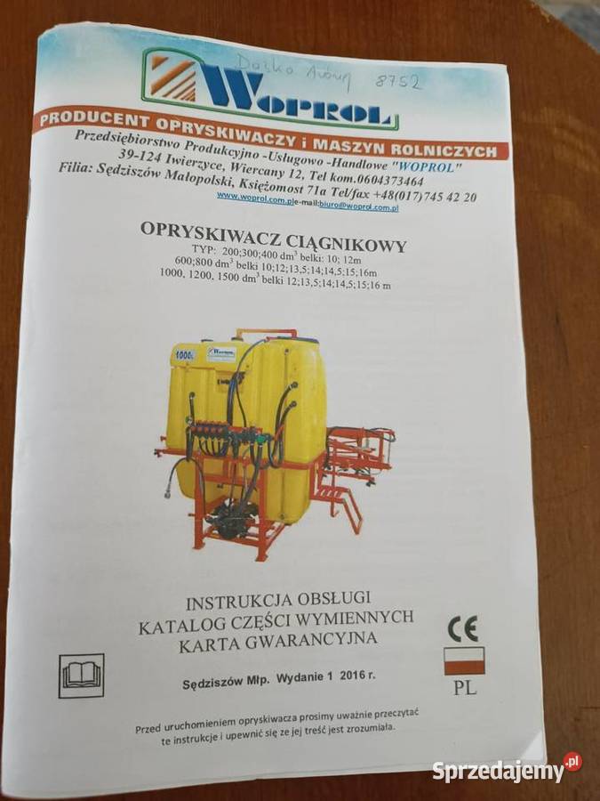 Opryskiwacz polowy zawieszany WOPROL 2018r Zawieszane Janów Lubelski