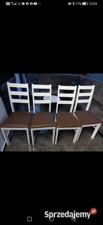 Krzesło Krzesła Zestaw 4 sztuki Białe Drewniane Grodzisk Wielkopolski sprzedam