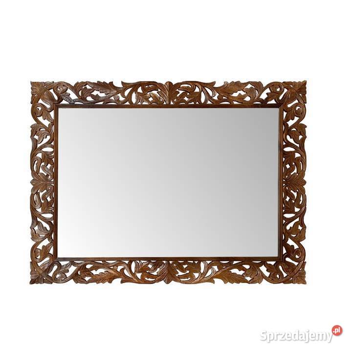 Rzeźbione brązowe lustro 120x160 Wyposażenie wnętrz