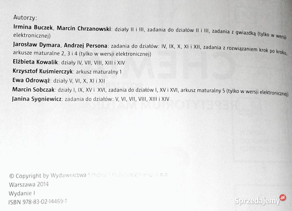 Chemia Repetytorium matura Rozszerzenie Irmina Pozostałe Chełm sprzedam