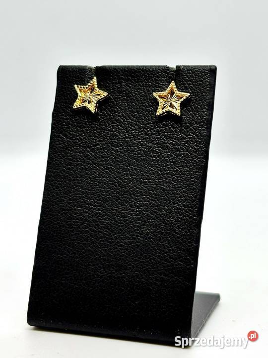 Nowe złote kolczyki pr 585 090g Gwiazdki Biżuteria Elbląg