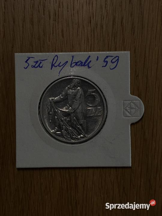 Moneta 5 zl rybak 1959 Puławy