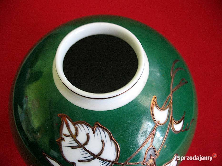 Wazon Ręcznie malowany złoty relief porcelana 14 mazowieckie Siedlce