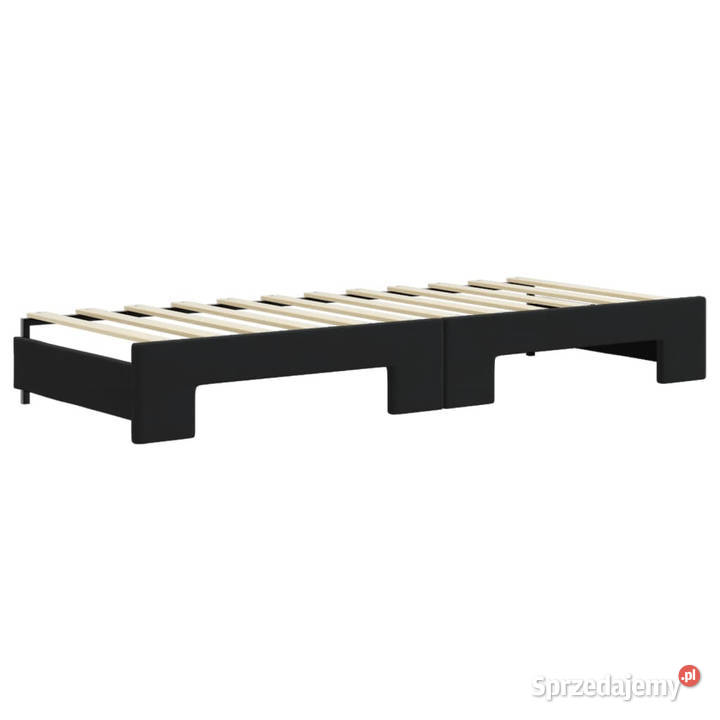 Sofa rozsuwana z materacami czarna aksamit 68cm Warszawa