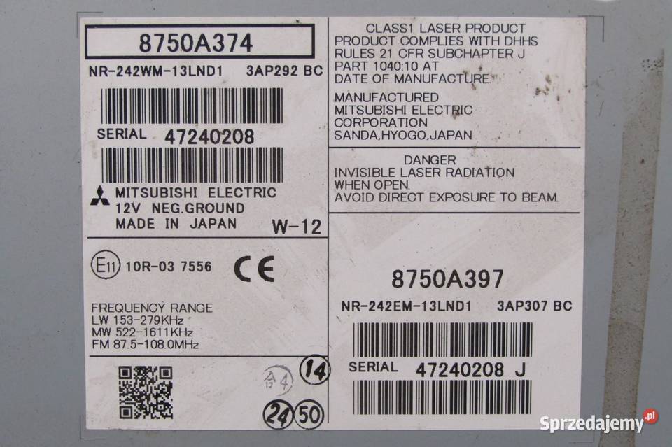 RADIO NAWIGACJA NAVI MITSUBISHI OUTLANDER III osobowe lubelskie