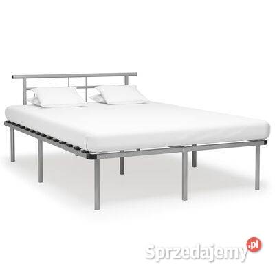 Rama łóżka bez materaca szara metalowa 140 x 200