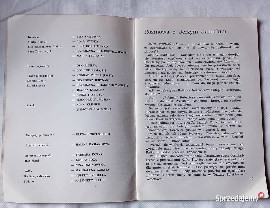 Folder premierowy Tadeusz Różewicz Pułapka Teatr wielkopolskie Koźminek
