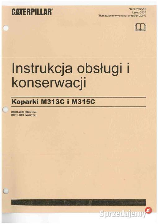 CATERPILAAR M313C M315C Instrukcja obsługi DTR Kraków