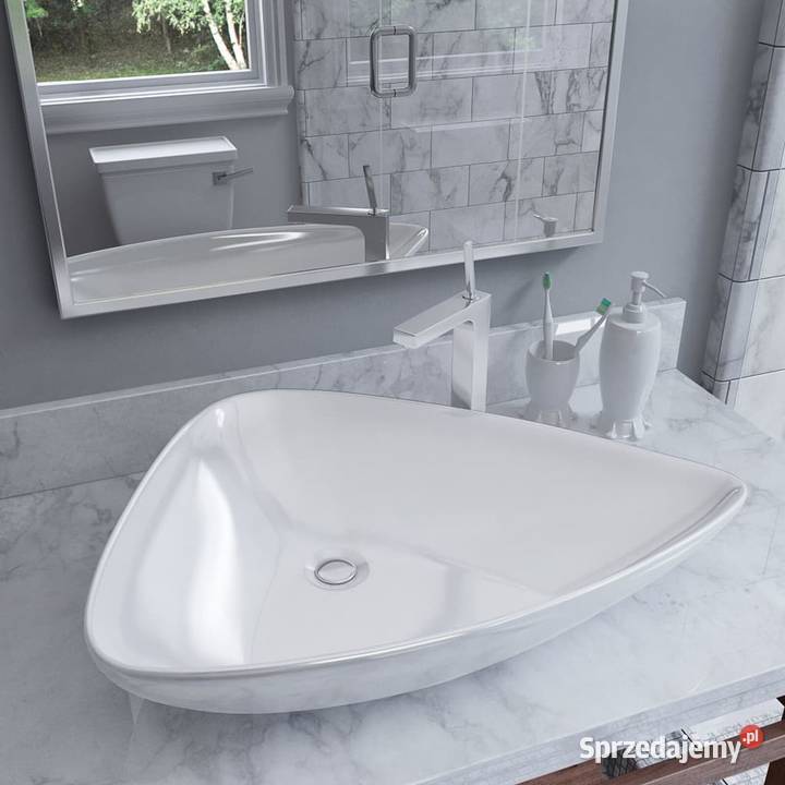vidaXL Umywalka ceramiczna trójkątna 645 x 455 x Warszawa