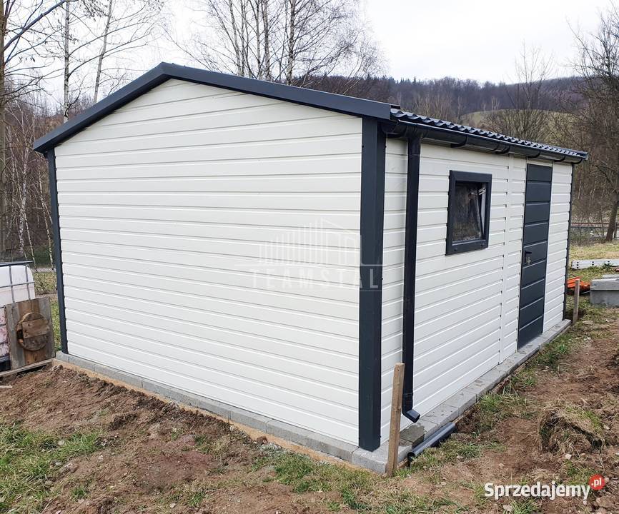 Garaż Blaszany 4x5 Brama dwuskrzydłowa rynny Łódź