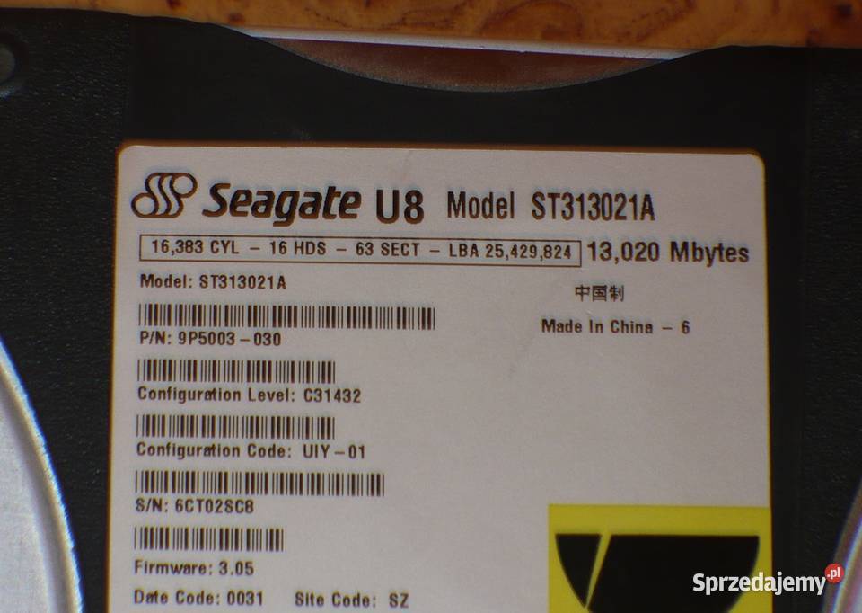 Dysk HDD 35 IDE Seagate U8 ST313021A 13GB Dyski Lublin