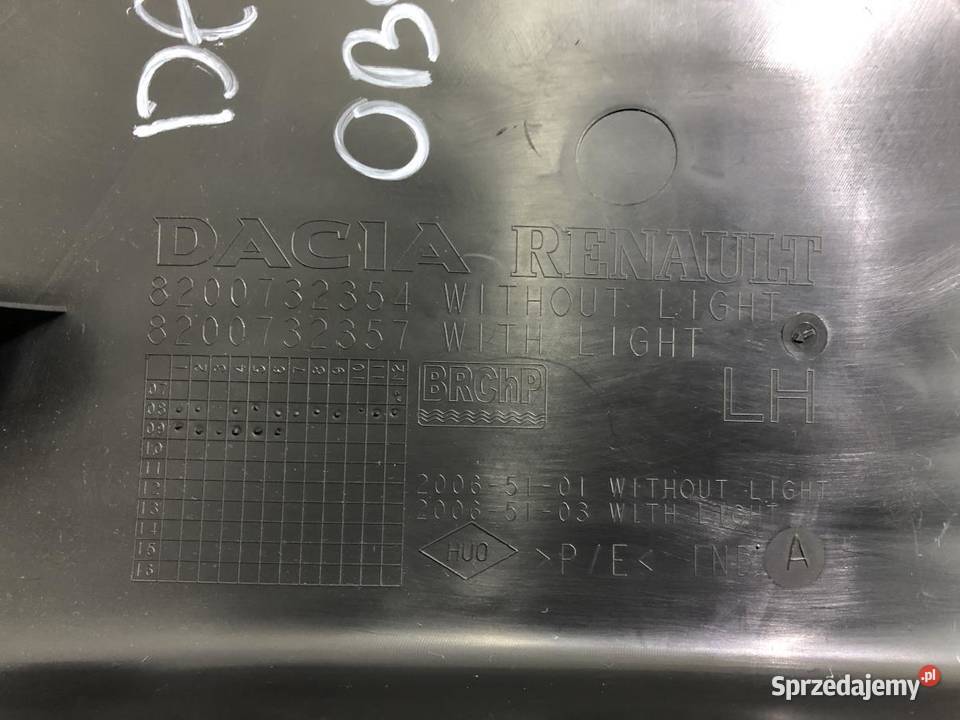 BOCZEK BAGAŻNIKA LEWY DACIA SANDERO I 8200732354 sprzedam