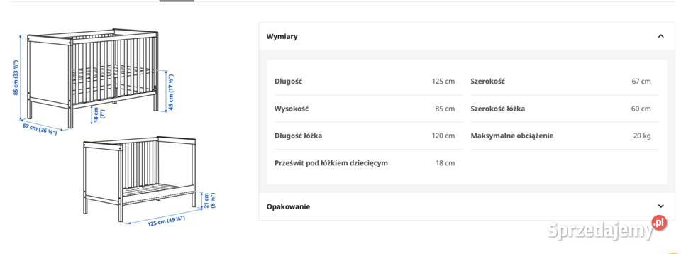 Łóżeczkołóżko dziecięce SUNDVIK Ikea Meble Konstantynów Łódzki sprzedam