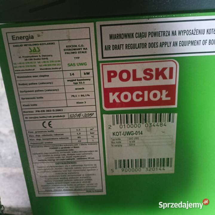 Piec SAS 14kW z 2017 roku węgiel i drewno