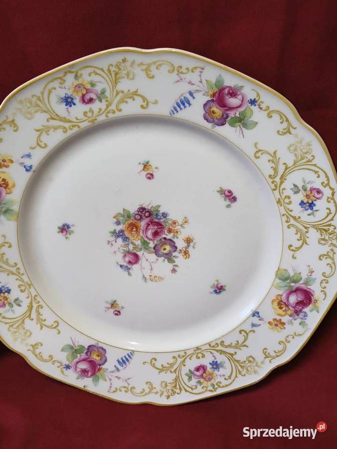 Porcelanowy talerz Tirschenreuth Bavaria kwiaty Porcelana i szkło łódzkie Chorzew
