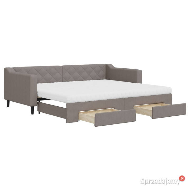 Sofa rozsuwana z szufladami taupe tkanina 90x200 Warszawa
