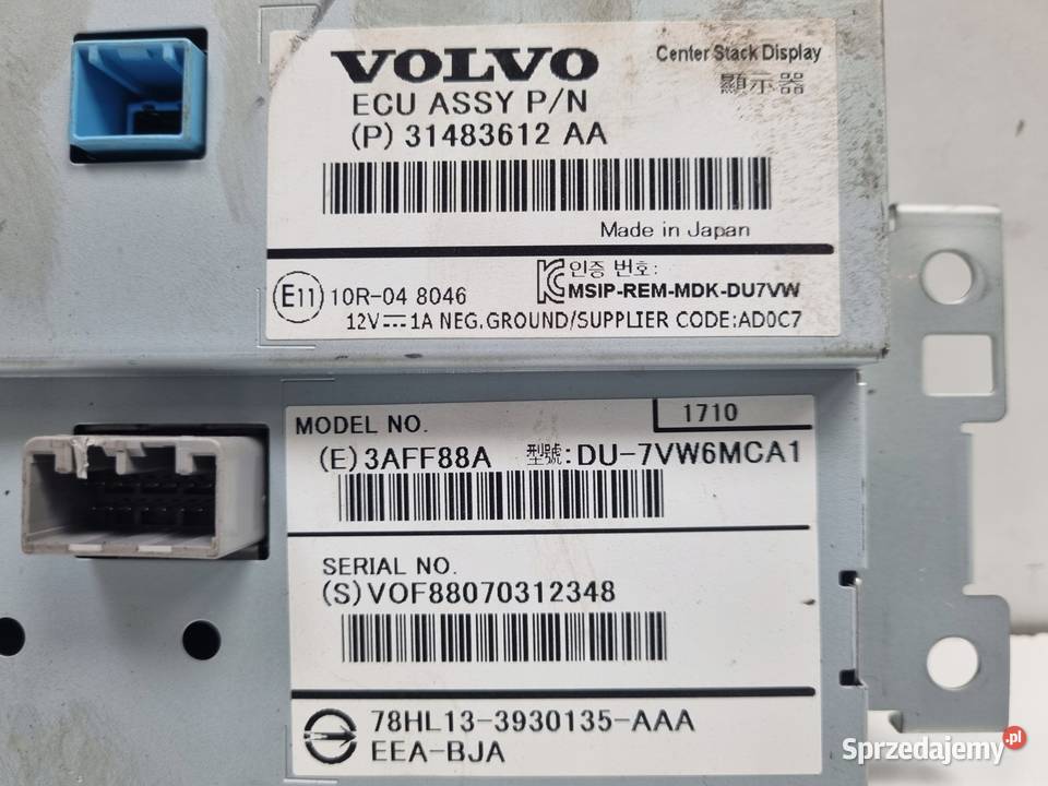Volvo VOLVO V60 I S60 II XC60 I EKRAN NAWIGACJI osobowe Janów