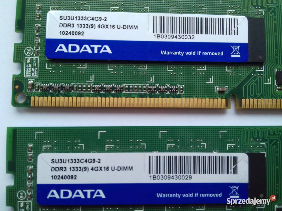 ADATA DDR3 8GB4GB4GB 1333MHz PC3 10600 DIMM Bydgoszcz