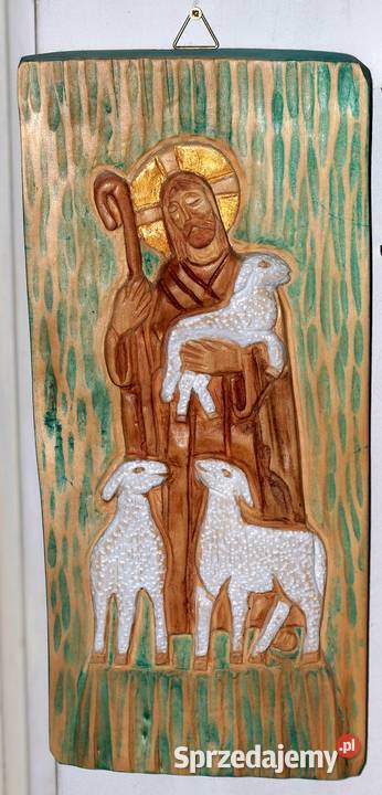 Jezus Baranek Boży płaskorzeźba ludowa wielkopolskie Gniezno