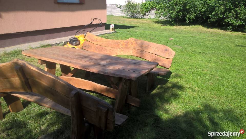 Sprzedam komplet ogrodowy dębowy rzeźbiony beże i brązy  Lipno