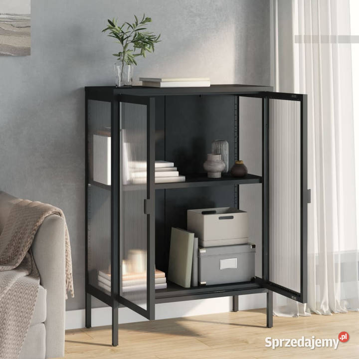 Szafka czarna 75x35x105 szkło i stal WM353003 Warszawa