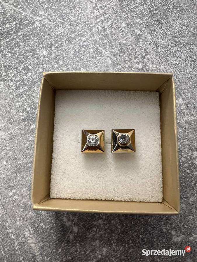 Kolczyki złote z diamentem kwadratowe kwadrat podkarpackie Jasło
