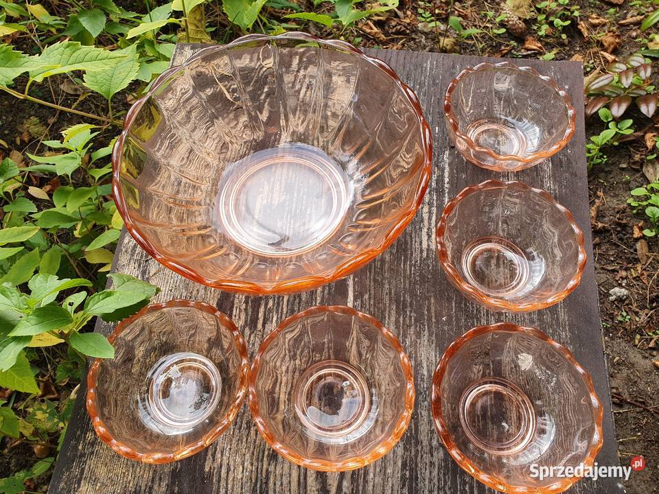 Duża misa i 5 miseczek rozalinowych śląskie Myszków