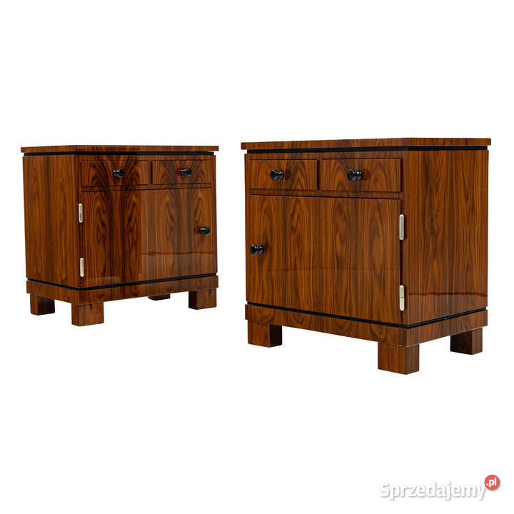 Dwie szafki nocne stoliki art deco palisander Swarzędz
