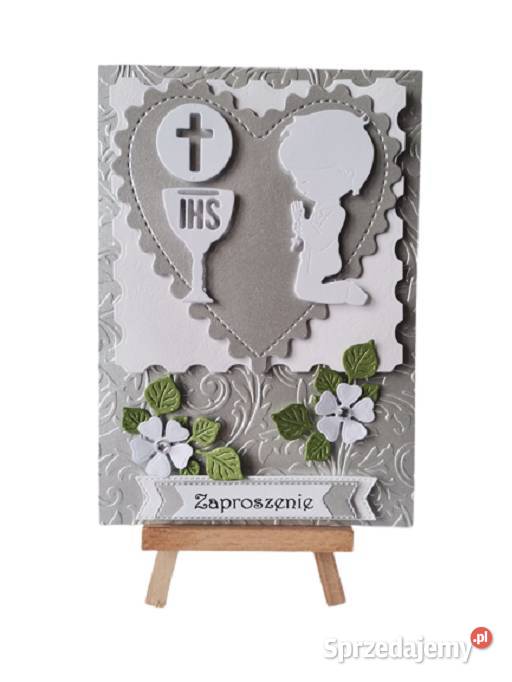 Zaproszenia Komunia Chłopiec Klęczący Kielich wielkopolskie Poznań