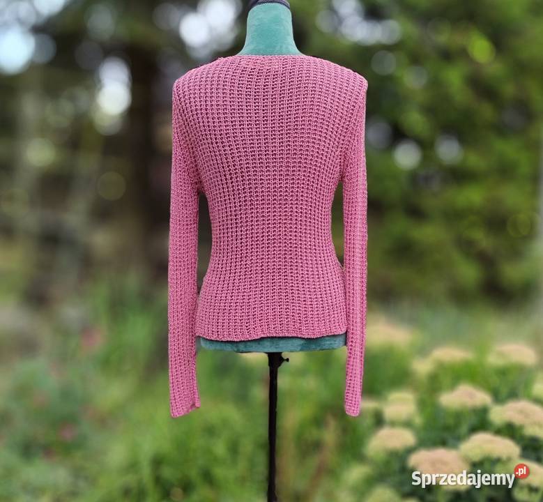 Różowy sweter boho M 38 ażurowy szydełkowy Szczecin