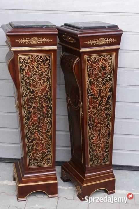 Dwa Postumenty w Stylu Boulle z Malunkami Kraków