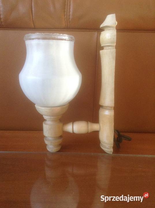 Kinkiet elektryczny drewniany ze szklanym Kinkiety Opole