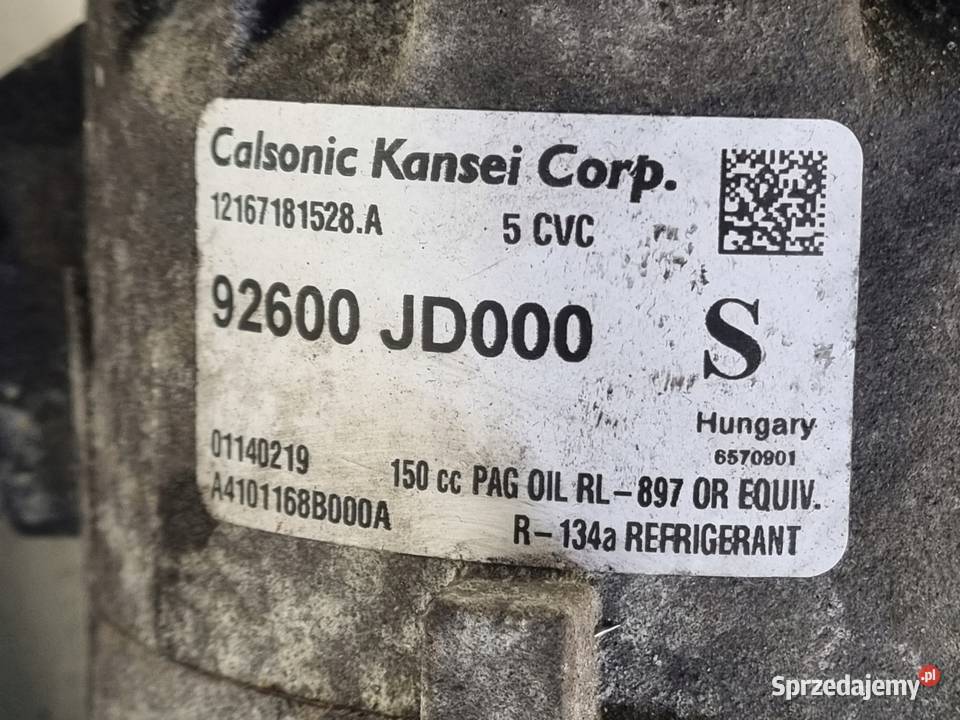 SPRĘŻARKA KLIMATYZACJI Nissan Qashqai J10 16 16V Rudka