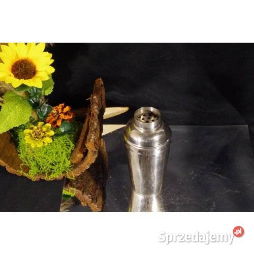 Shaker barmański metalowy z sitkiem vintage śląskie