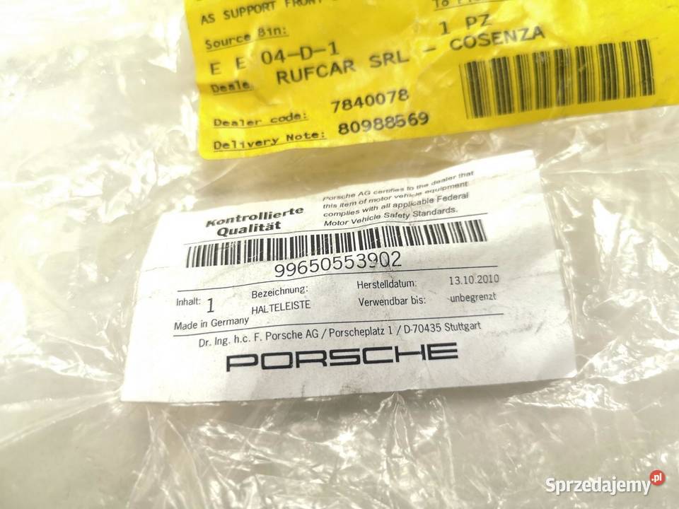ŚLIZG ZDERZAKA LEWY PRZÓD PORSCHE 911 19982005