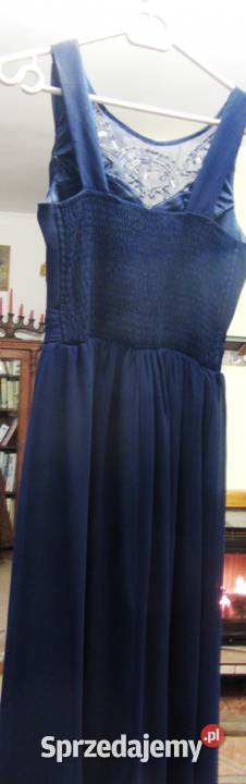 Suknia wieczorowa elegancka długa granatowa na
