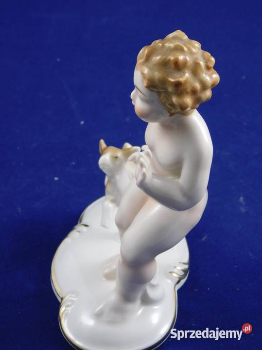 Figurka chłopiec z psem Gerold Co Tettau 68 FiaF Porcelana i szkło zachodniopomorskie Szczecin