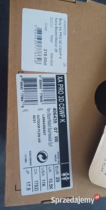 Buty Trekkingowe Salomon XA PRO 3D CSWP K 29 sprzedam