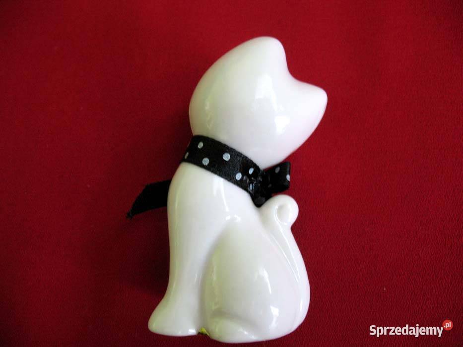 Kot biały mały kotek porcelana 6 x 4 x 3