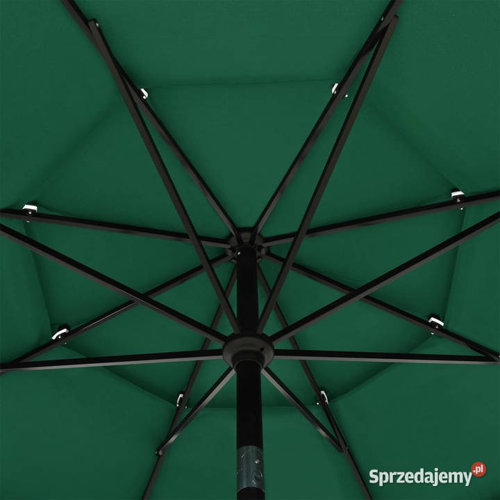 3poziomowy parasol na aluminiowym słupku zielony