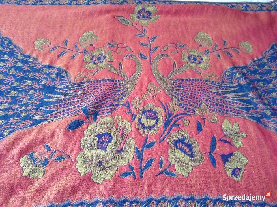 Szal192x68 w pawie złota nitka Dla kobiet pomorskie Miłobądz