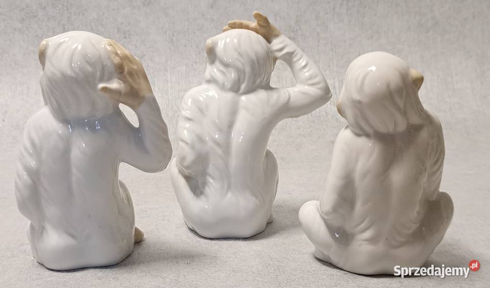 TENGRA Porcelanowe figury Małp Małpa Trzy Mądre Jawor