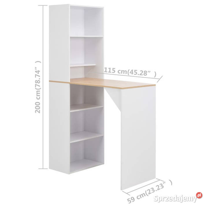 Stolik barowy z szafką biały 115 x 59 x 200 Warszawa