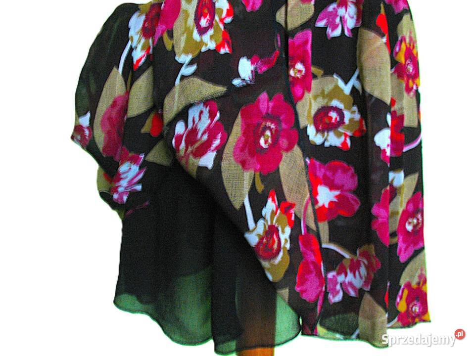 Spódnica Mini czarna w kwiaty 38 42 pas 70 90 Siedlce