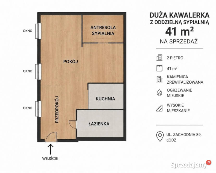 41 m 2 pokoje remoncie Parking Centrum Łodzi Łódź