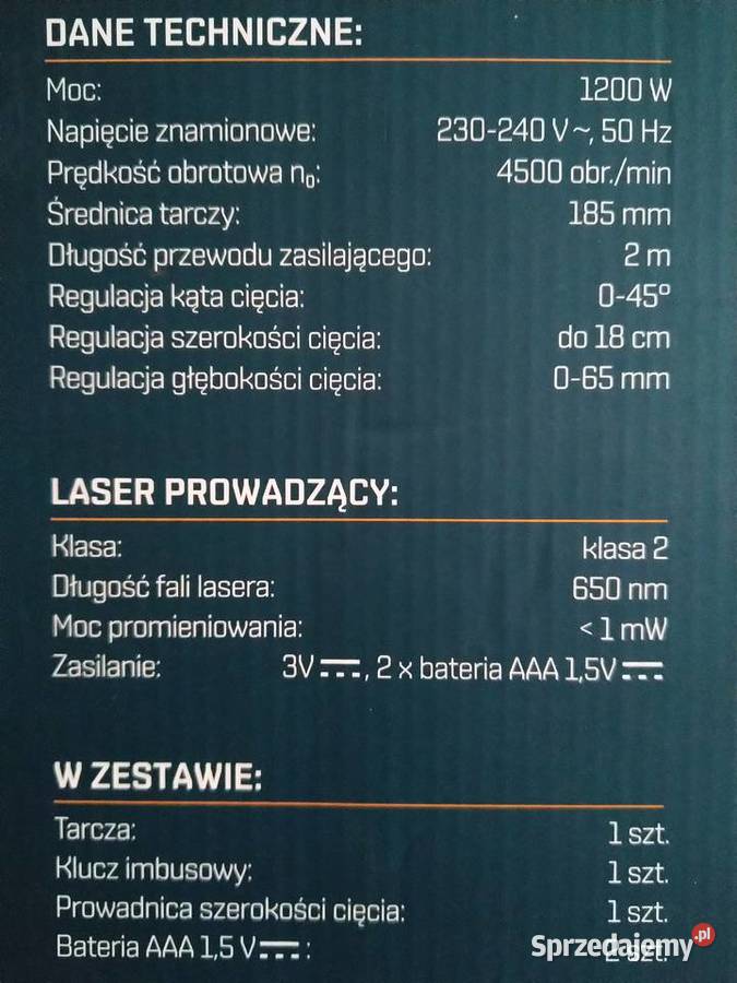 NAJTANIEJ Pilarka Tarczowa z Laserem 185mm 1200W Zabrze