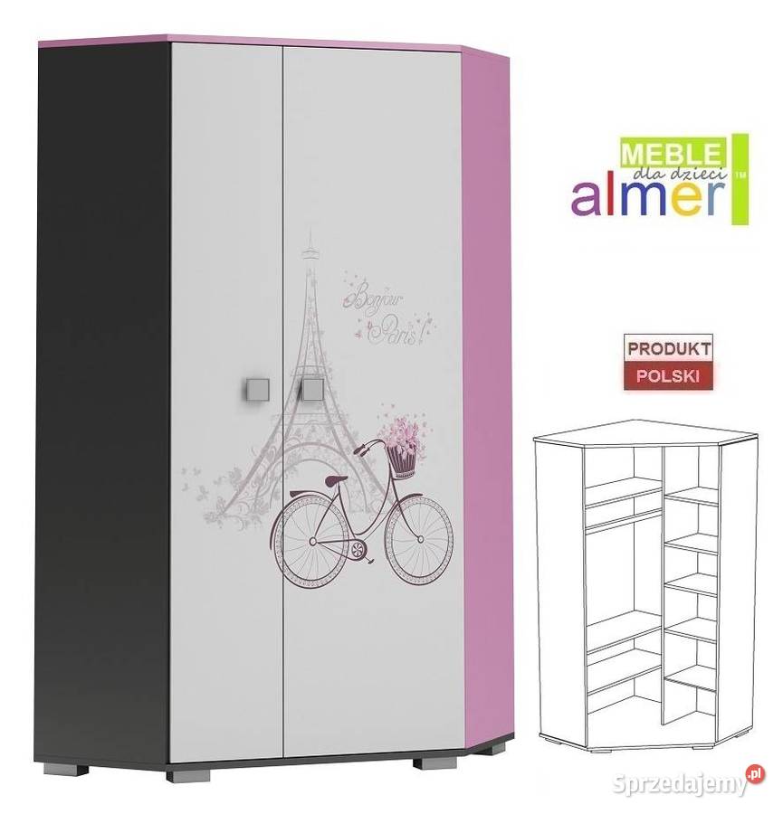 PARIS Y17 szafa narożna młodzieżowa 95x95 w190 Lublin