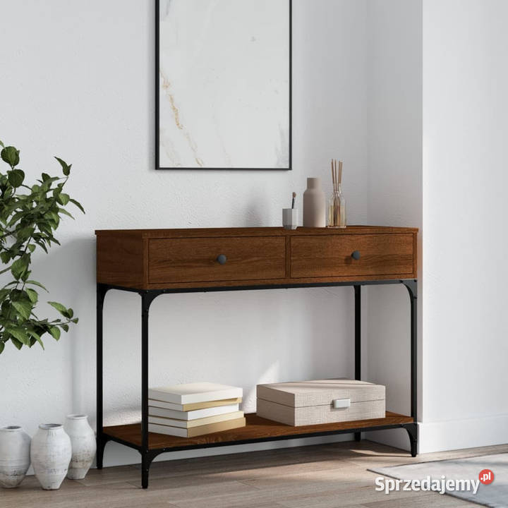 Stolik konsolowy brązowy dąb 100x345x75 WM833397 Warszawa